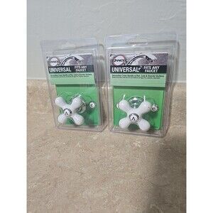 Lot of 2 Danco 46004 Universal Fit White Cross Sink Handles Indicator Buttons